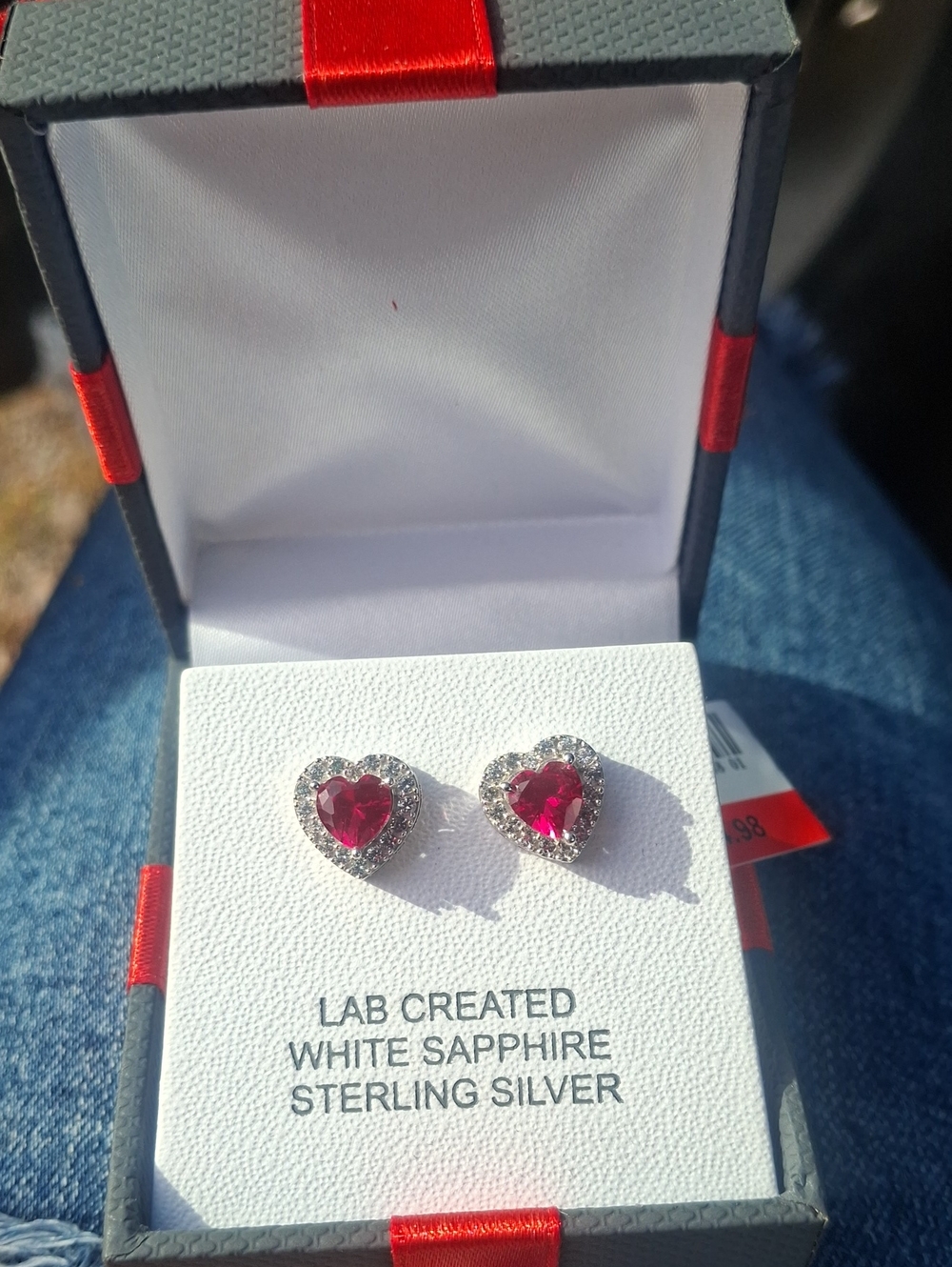 Jordan Heart Stud Earrings with Pink-Red Centers